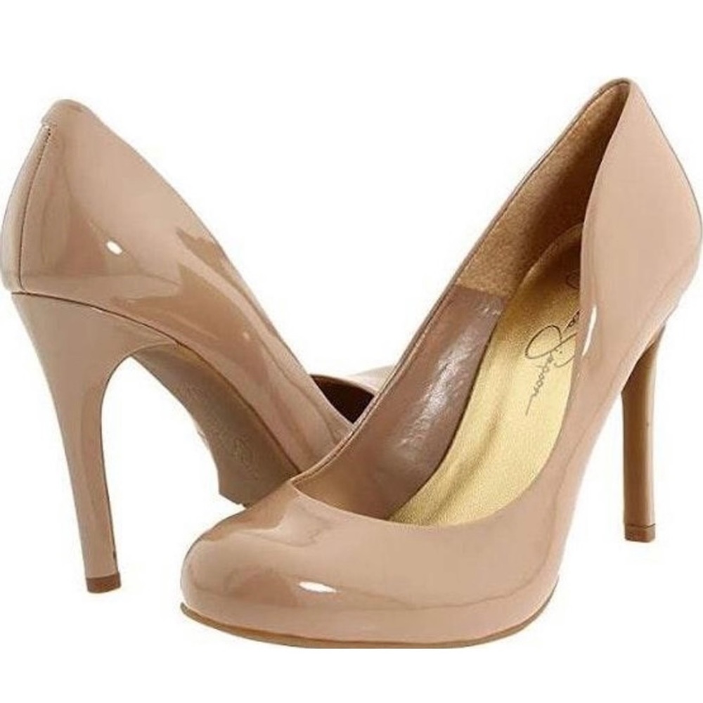 Jessica Simpson Nude patent leather heels